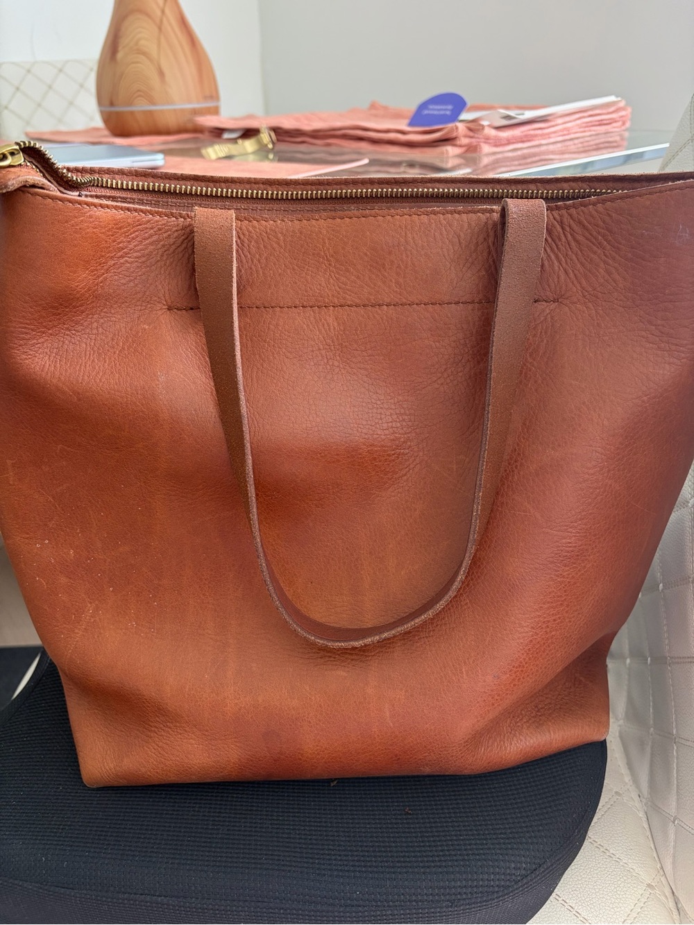 Madewell Brown Leather Transport Tote Bag - Picture 2 of 4